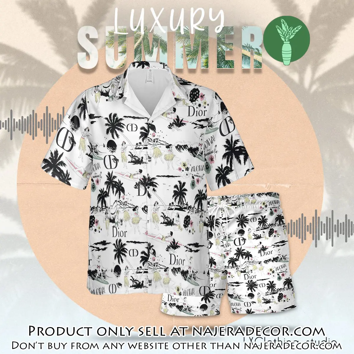 Dior luxury summer hawaiian shorts set lhss1016 njr2209396